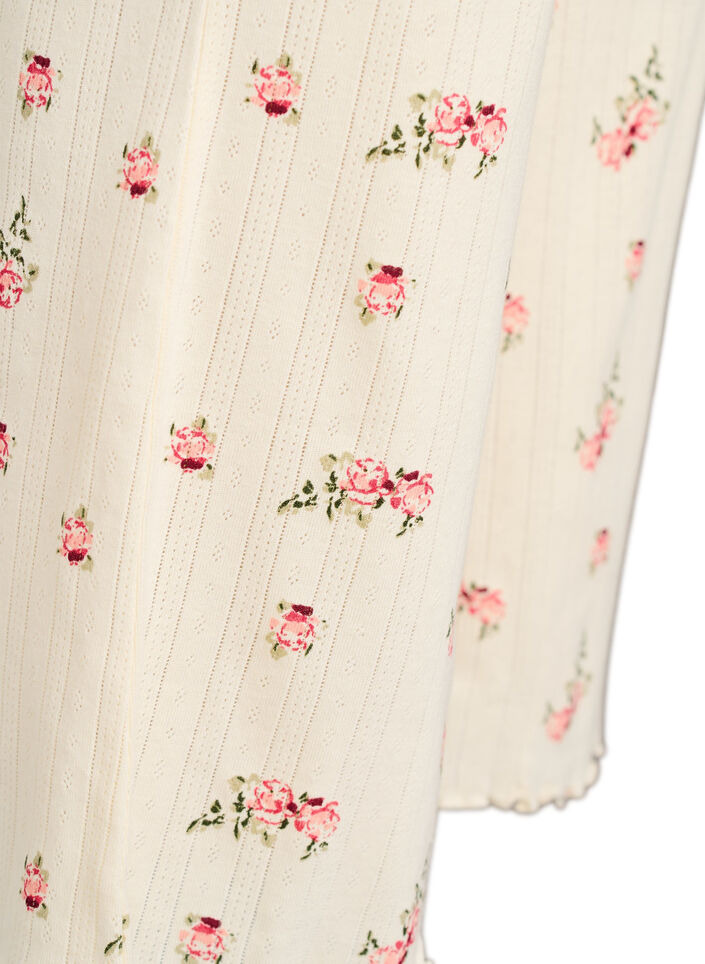 Bas de pyjama en coton bio &agrave; motif textur&eacute;, Vanille, Packshot image number 2