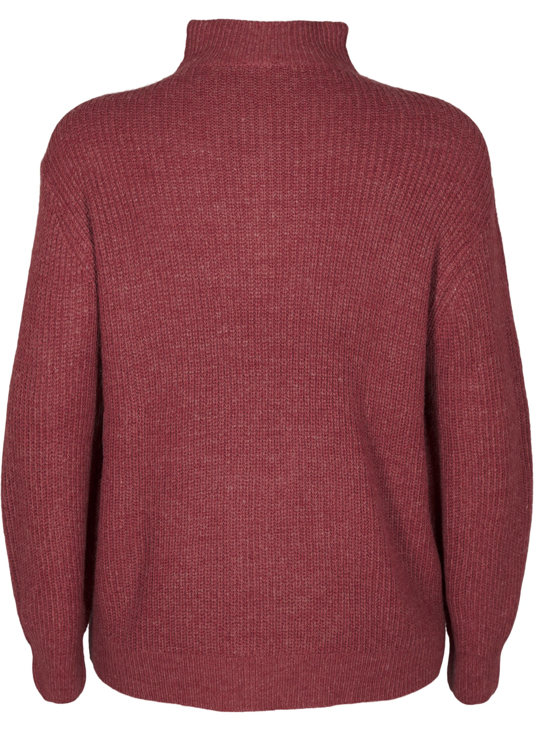 ZizziPull en tricot avec col haut et fermeture &eacute;clair, Bordeaux, Packshot image number 1