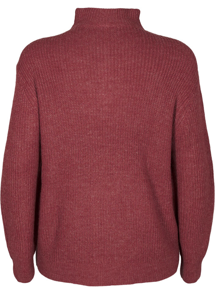 Pull en tricot avec col haut et fermeture &eacute;clair, Bordeaux, Packshot image number 1