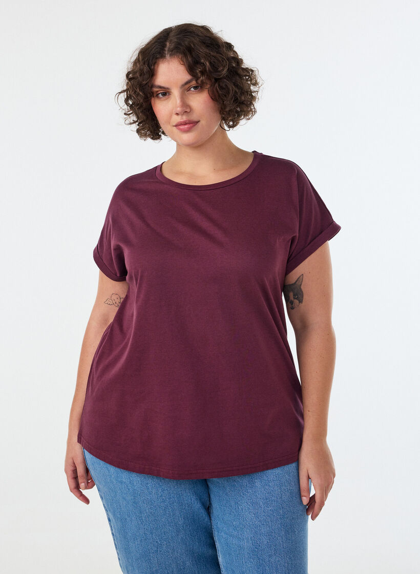 T-shirt met korte mouwen van katoenmix, Rood, Model image number 0