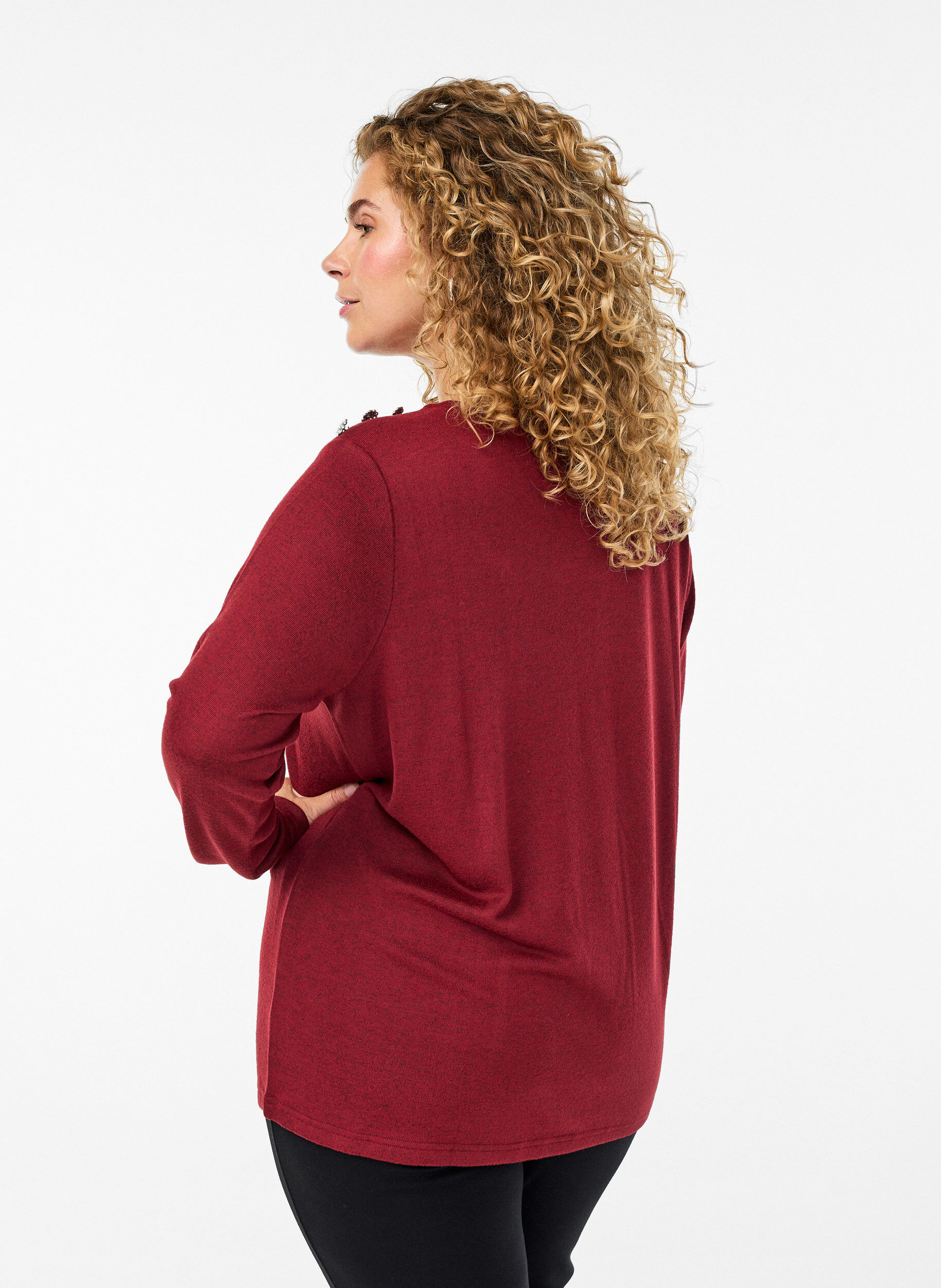 ZizziBlouse met decoratieve knopen, Rood, Model image number 2