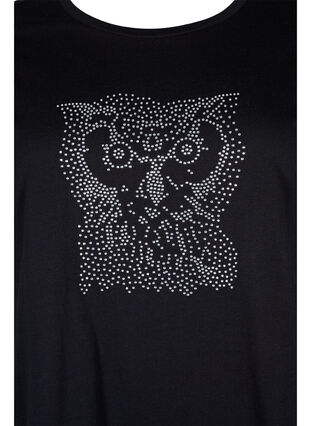 T-shirt avec rivets en coton biologique, Black Owl, Packshot image number 2