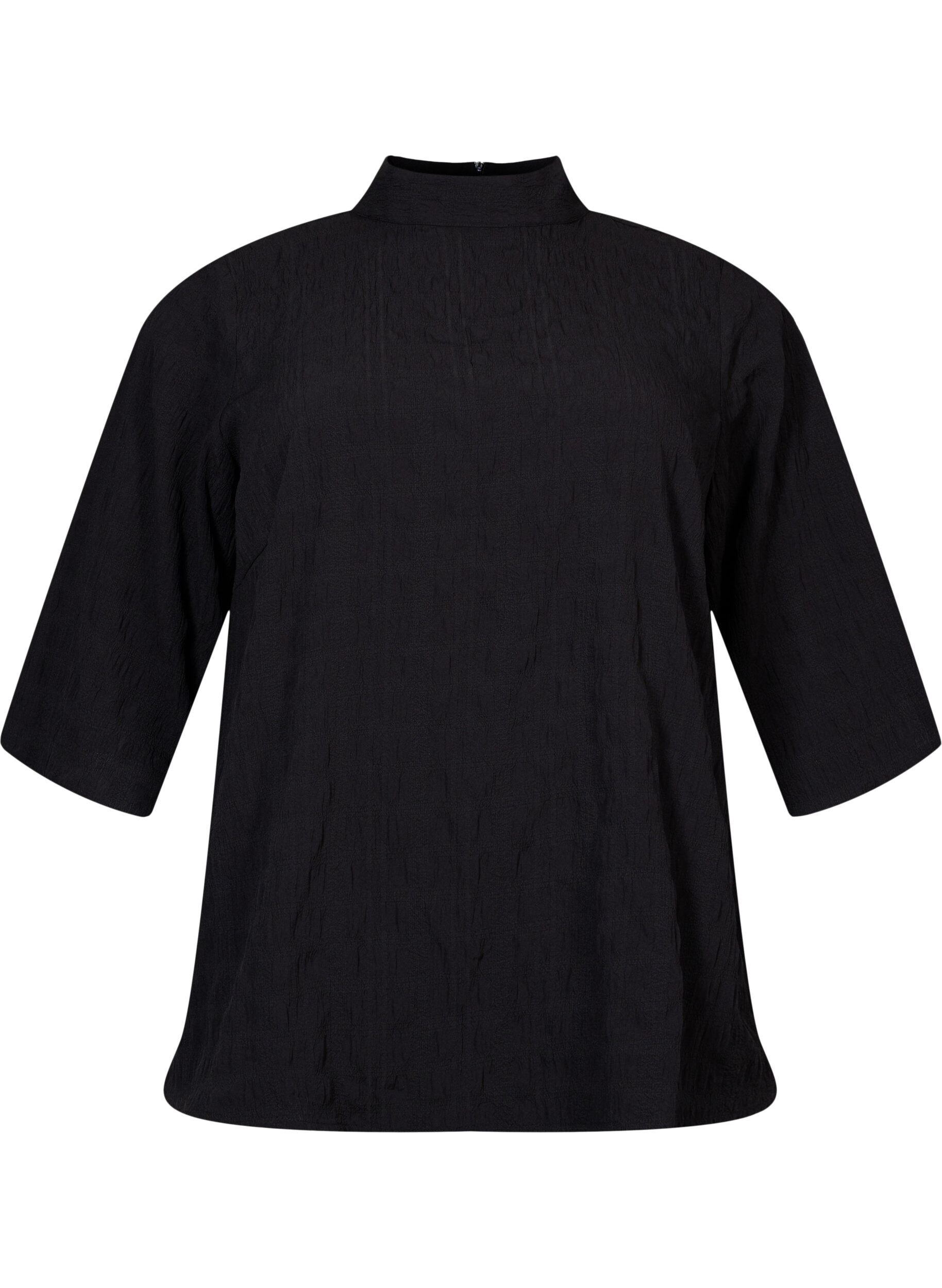 ZizziBlouse met hoge hals en 3/4 mouwen, Black, Packshot image number 0