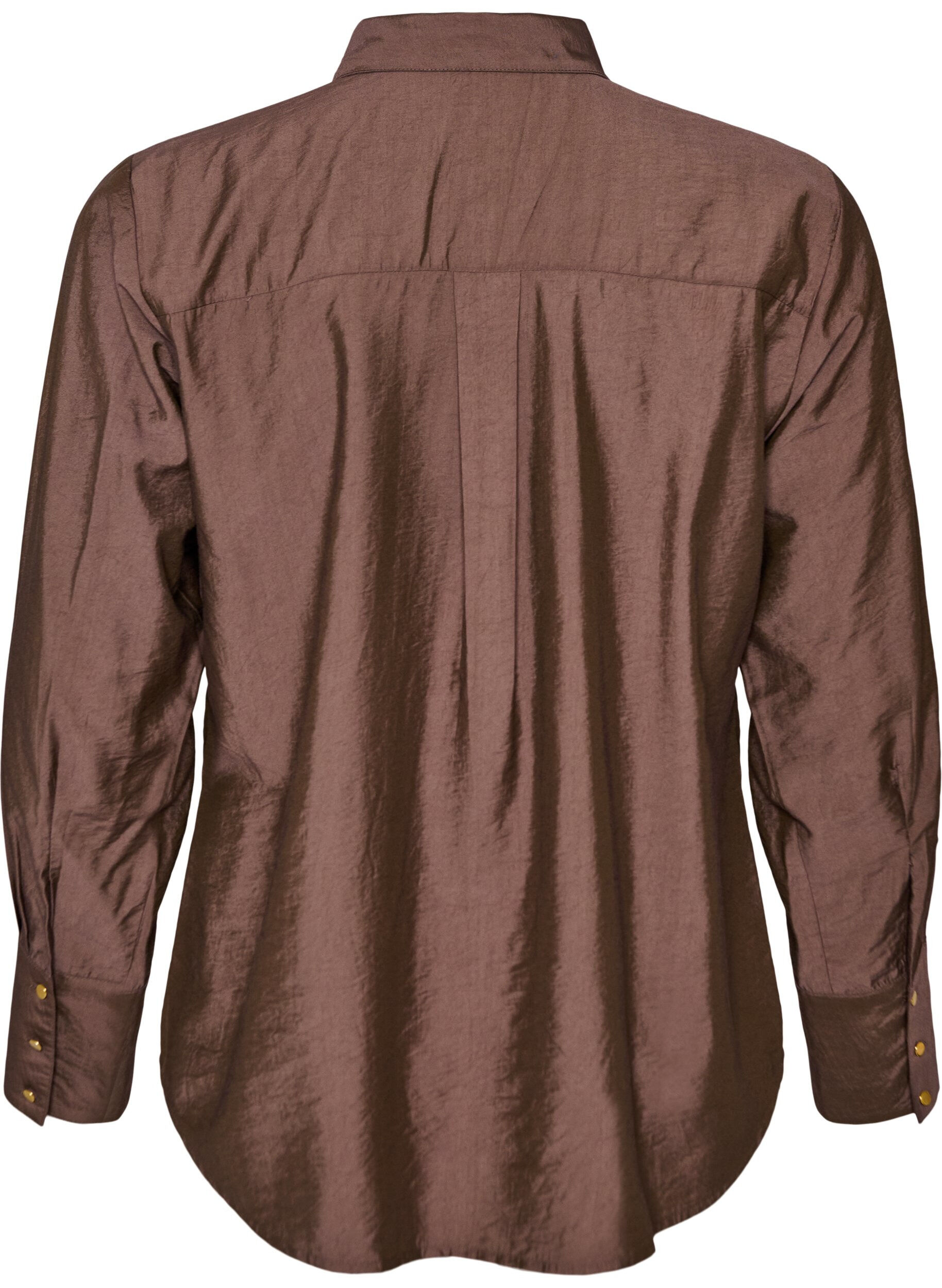 ZizziChemise en viscose avec des boutons dor&eacute;s, Marron, Packshot image number 1
