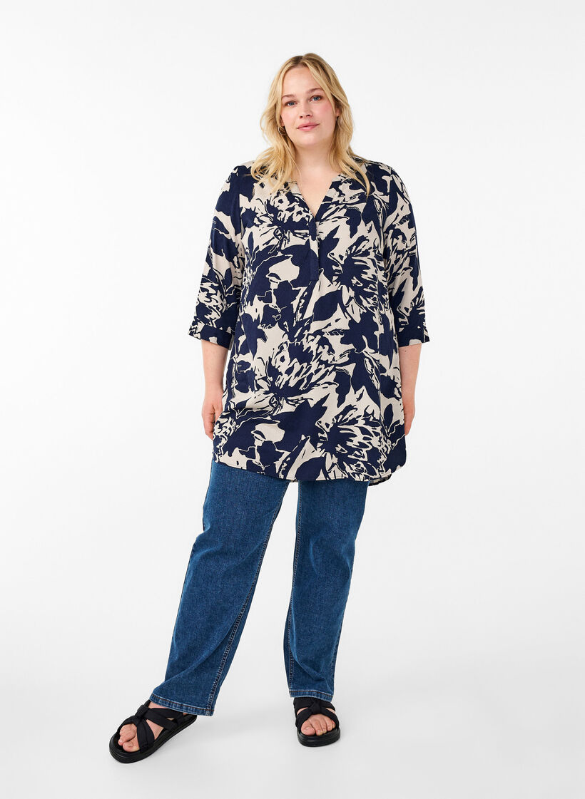 Tuniek met print en 3/4 mouwen, Navy Blazer AOP, Model image number 2
