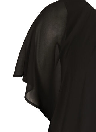 Korte blouse met losse mesh mouwen, Black, Packshot image number 3