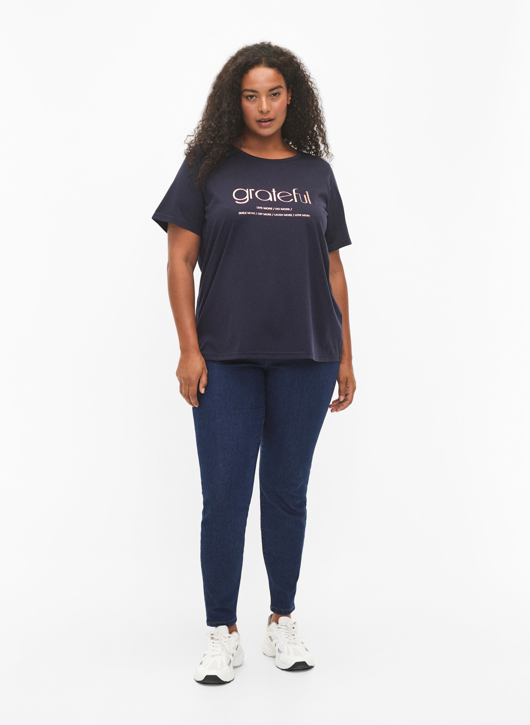 ZizziFLASH - T-shirt met motief, Navy Bl Rose Gold, Model image number 2