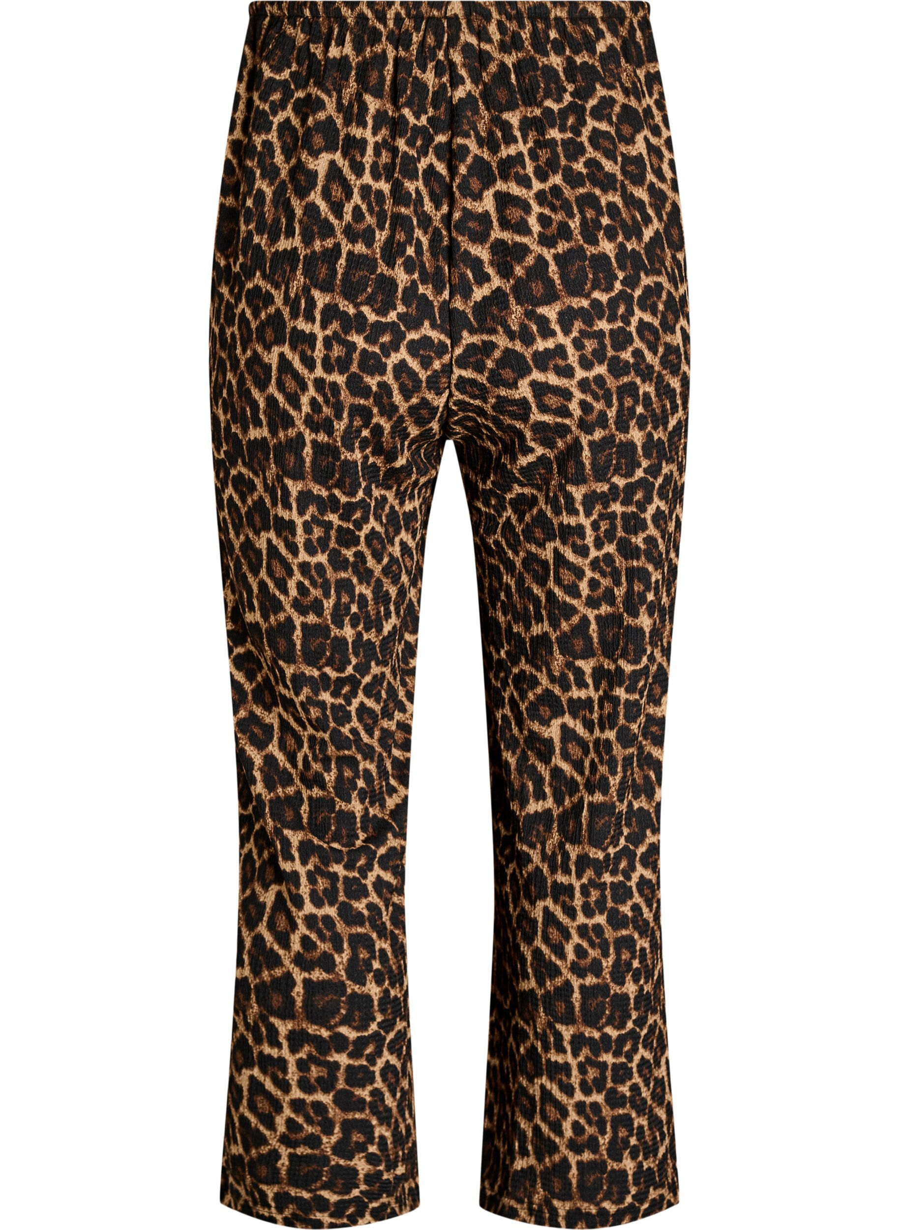 ZizziBroek met wijde pijpen in een licht gestructureerde stof, Zwart, Packshot image number 1