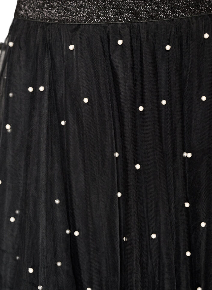 Jupe midi en tulle avec perles, Noir, Packshot image number 2