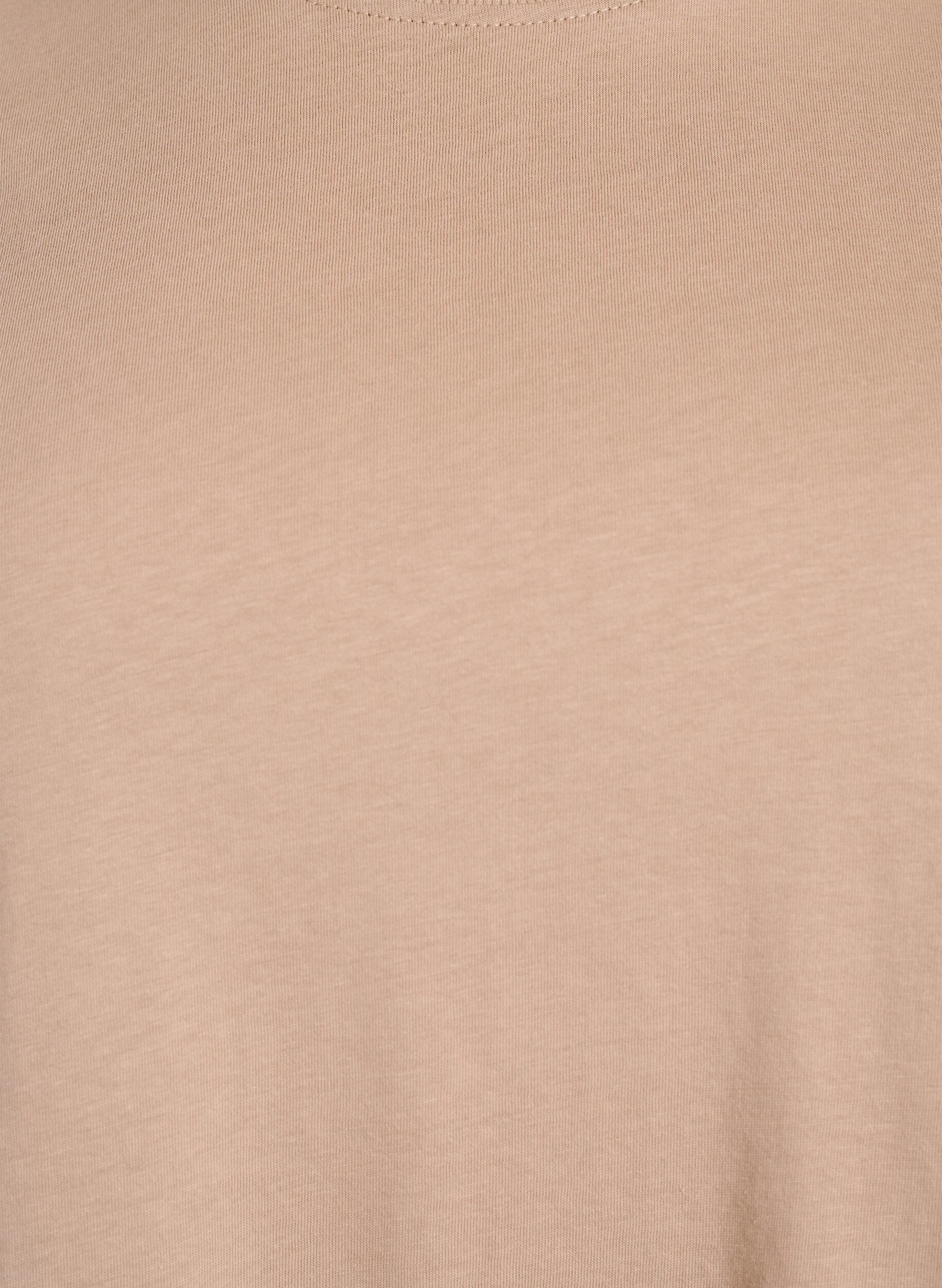 ZizziBasic katoenen T-shirt met ronde hals, Beige, Packshot image number 2