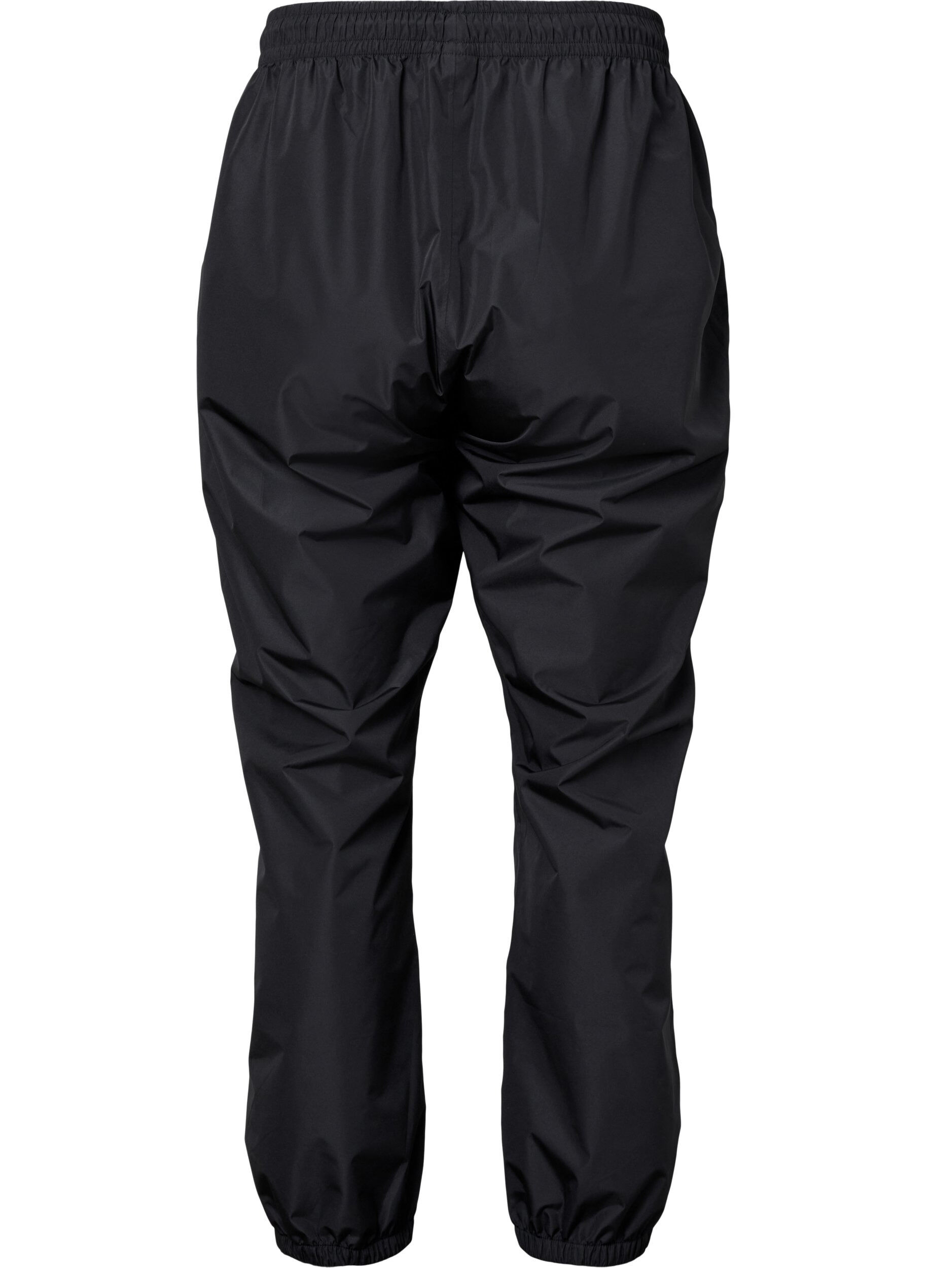 ZizziRegenbroek met elastiek en trekkoord, Zwart, Packshot image number 1
