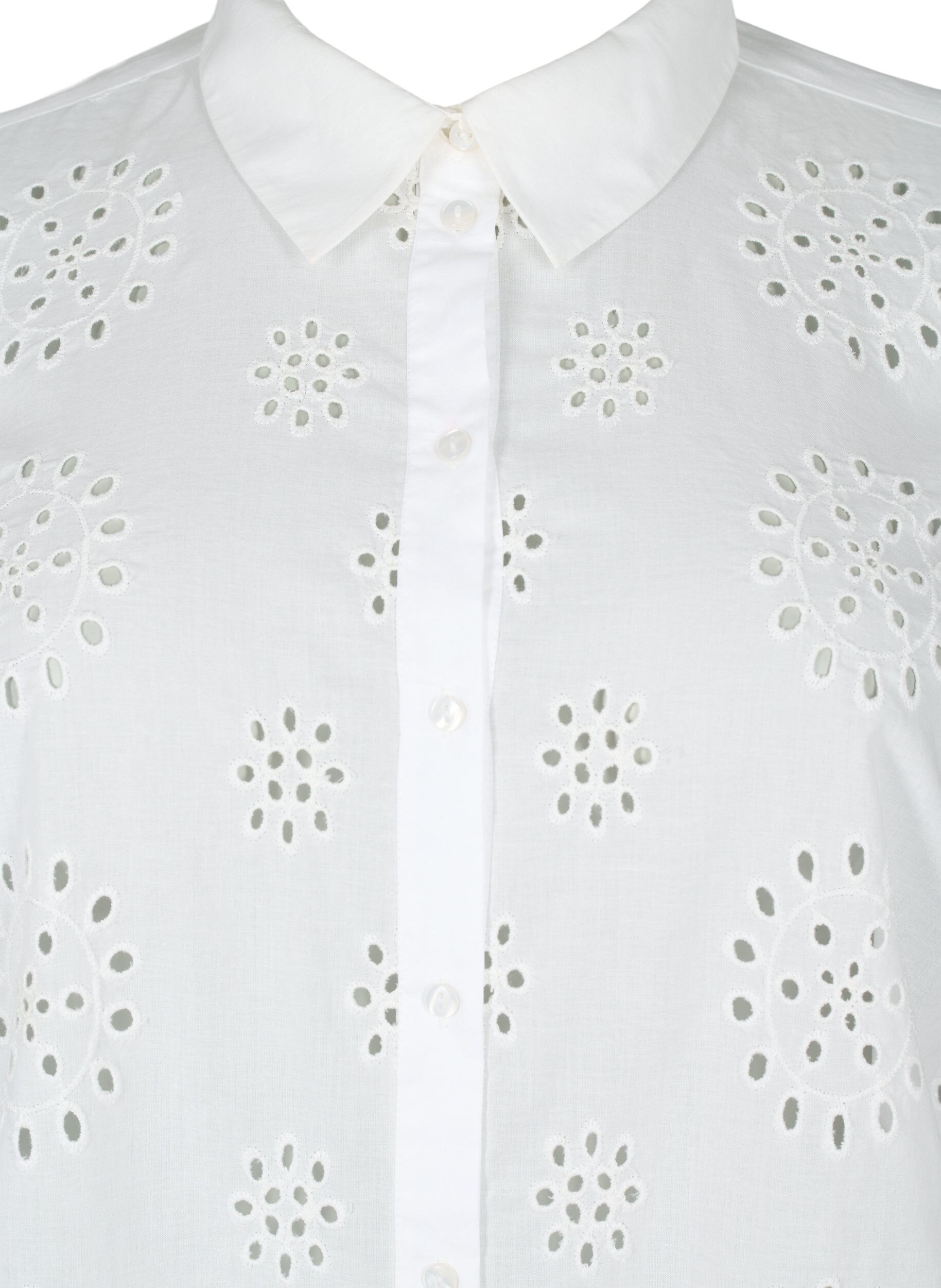 ZizziShirtblouse met Engels borduurwerk en 3/4-mouwen, Bright White, Packshot image number 2