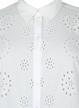 Shirtblouse met Engels borduurwerk en 3/4-mouwen, Bright White, Packshot image number 2
