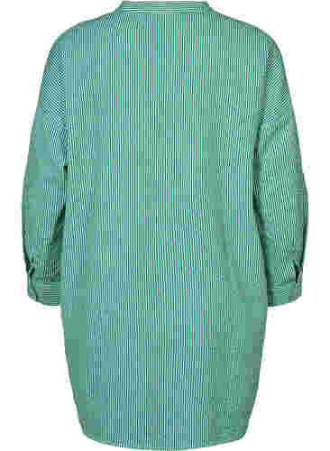 Gestreept katoenen overhemd met 3/4 mouwen, Jolly Green Stripe, Packshot image number 1