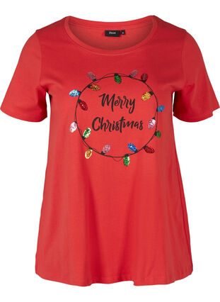 T-shirt de Noël en coton, Tango Red Merry, Packshot image number 0