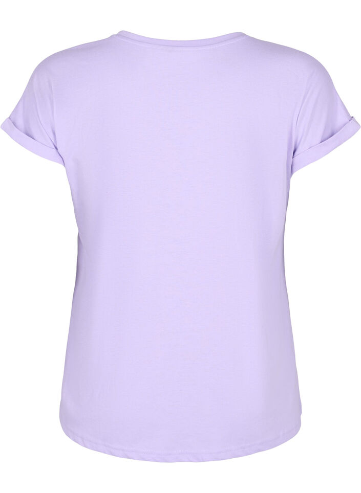T-shirt met korte mouwen van katoenmix, Paars, Packshot image number 1