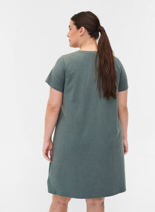 Chemise de nuit à manches courtes en coton mélangé, Balsam Green Mélange, Model image number 1