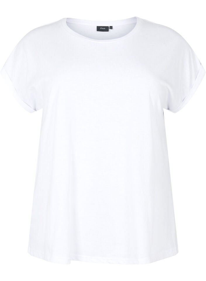T-shirt &agrave; manches courtes en m&eacute;lange de coton, Blanc, Packshot image number 0