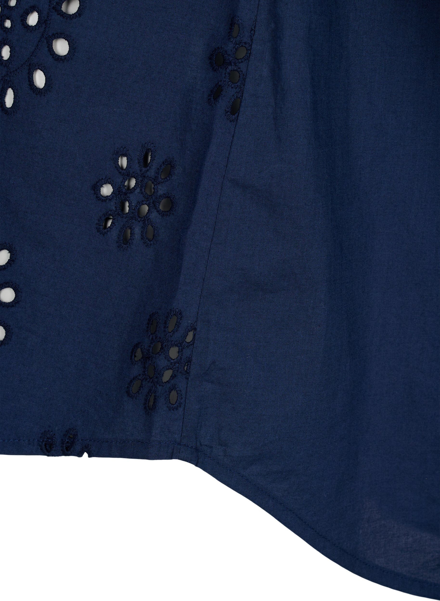 ZizziShirtblouse met Engels borduurwerk en 3/4-mouwen, Navy Blazer, Packshot image number 4