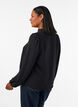 Blouse met V-hals en gehaakte sierband, Zwart, Model image number 2