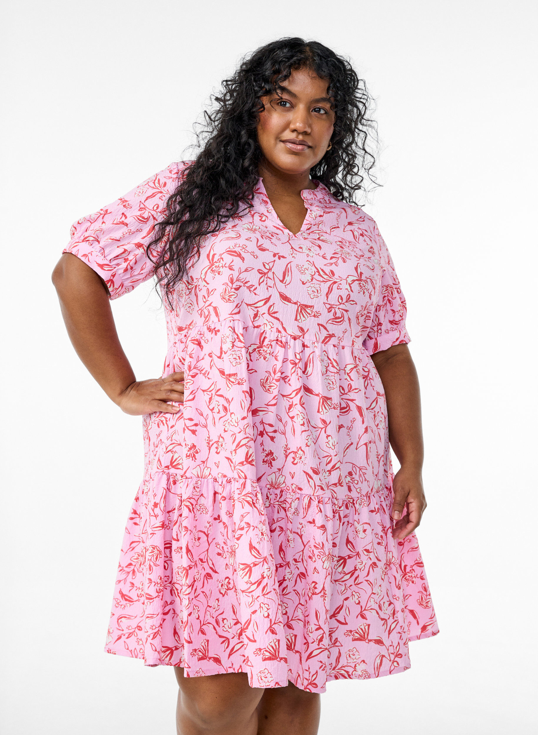 ZizziKorte A-lijn jurk, Paars, Model image number 0