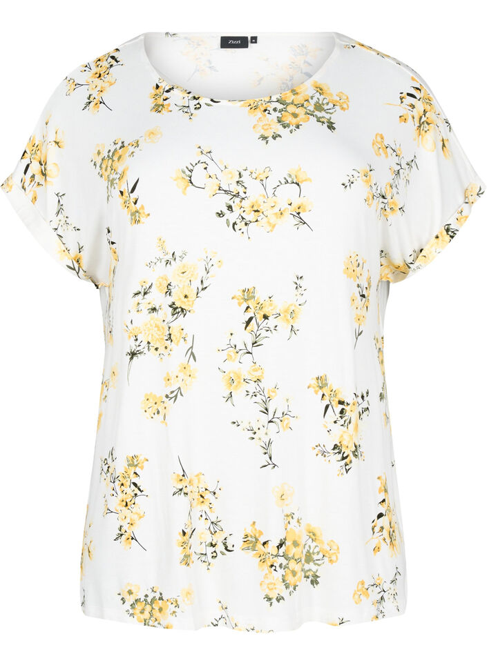 T-shirt avec imprimé floral, Jaune, Packshot image number 0