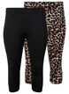 2-pack van 3/4 leggings, Black / LEO AOP, Packshot image number 0