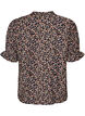 Blouse van viscose met bloemenprint, korte mouwen en smockdetails, Blauw, Packshot image number 1