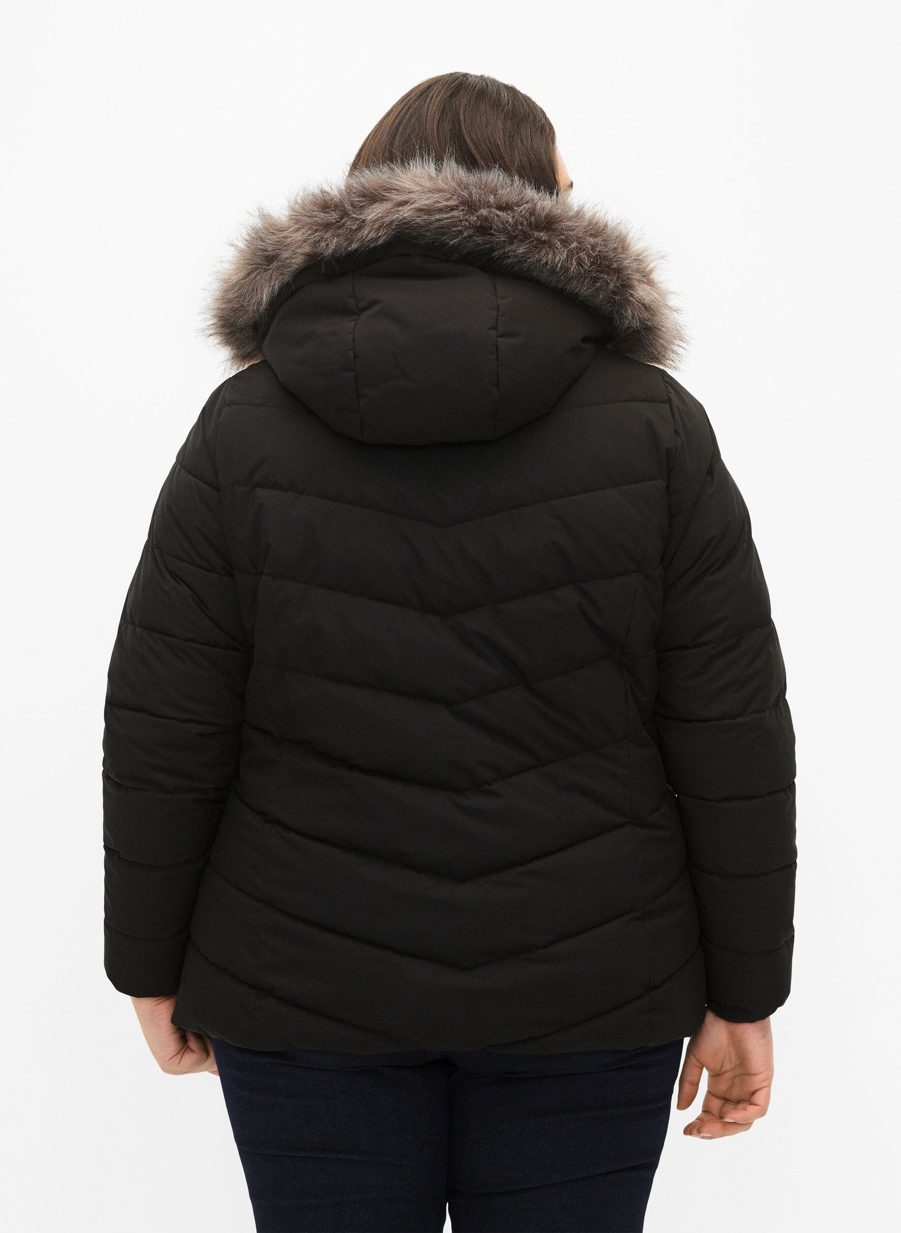 ZizziKort pufferjack met capuchon, Zwart, Model image number 2