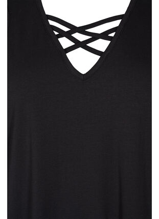 Robe de nuit sans manches avec col-V et détail lacé, Black, Packshot image number 2