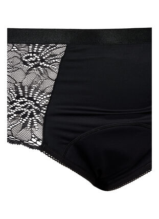 Culotte menstruelle hipster avec dentelle, Black, Packshot image number 2