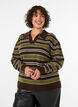 Gebreide blouse met strepen en polokraag, Bruin, Model image number 0