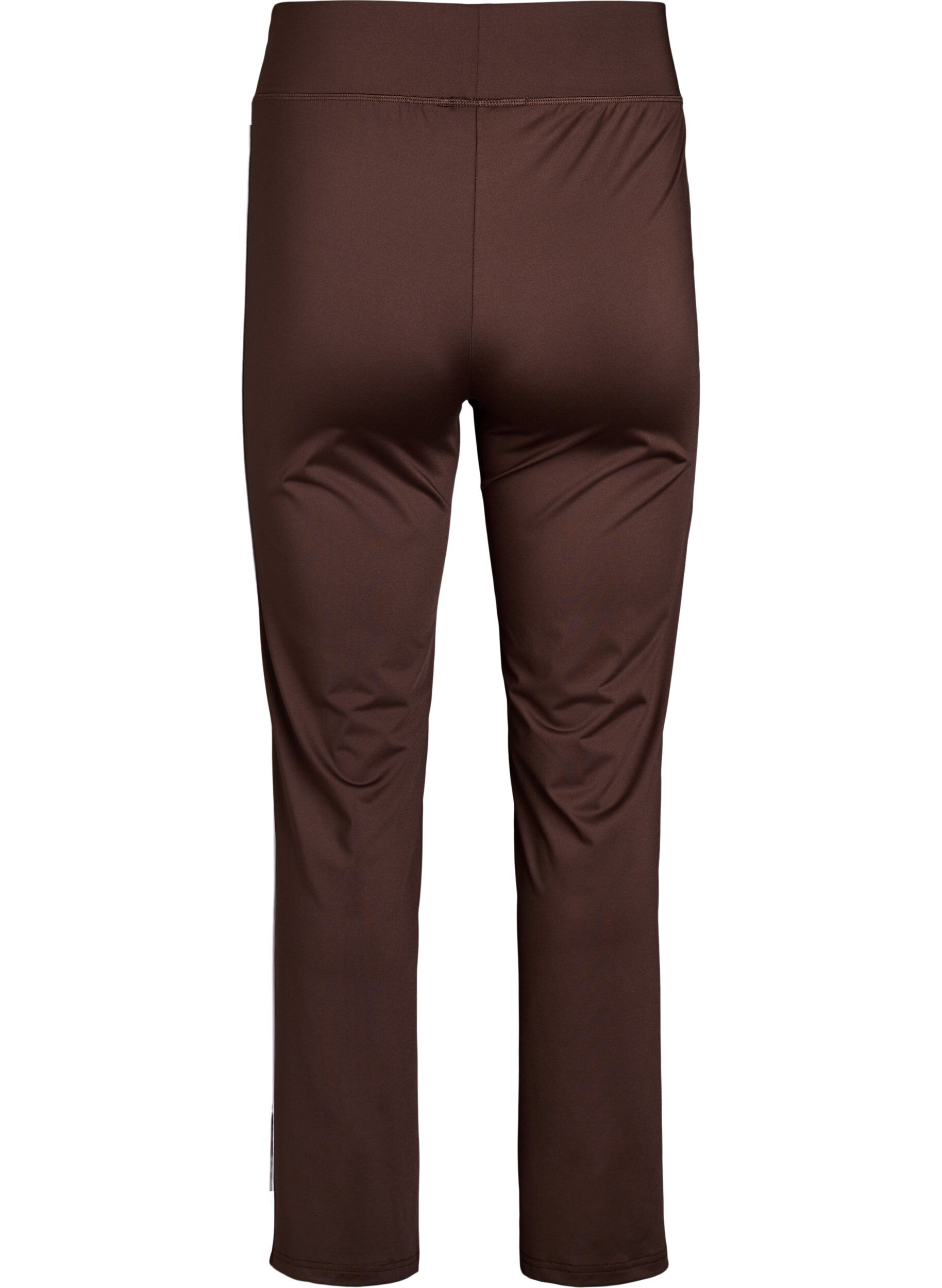Zizzi Pantalon de sport &eacute;vas&eacute; avec liser&eacute; contrastant, Marron, Packshot image number 1