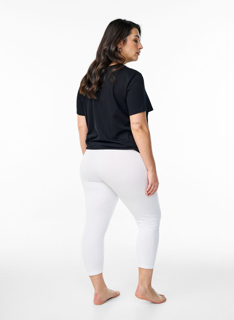 Leggings basiques longueur 3/4 en viscose, Blanc, Model image number 2