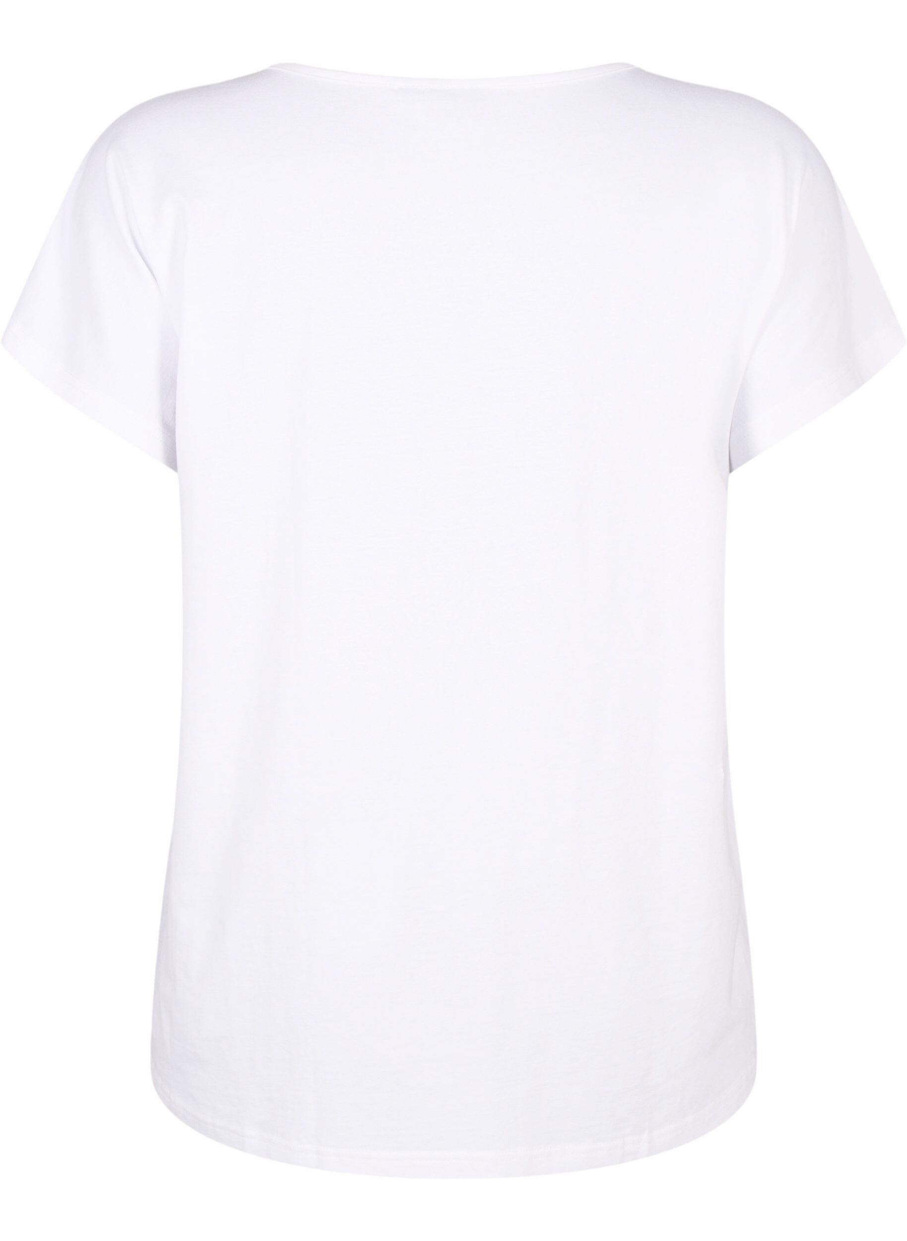 ZizziT-shirt met V-hals en borstzakje, Bright White, Packshot image number 1