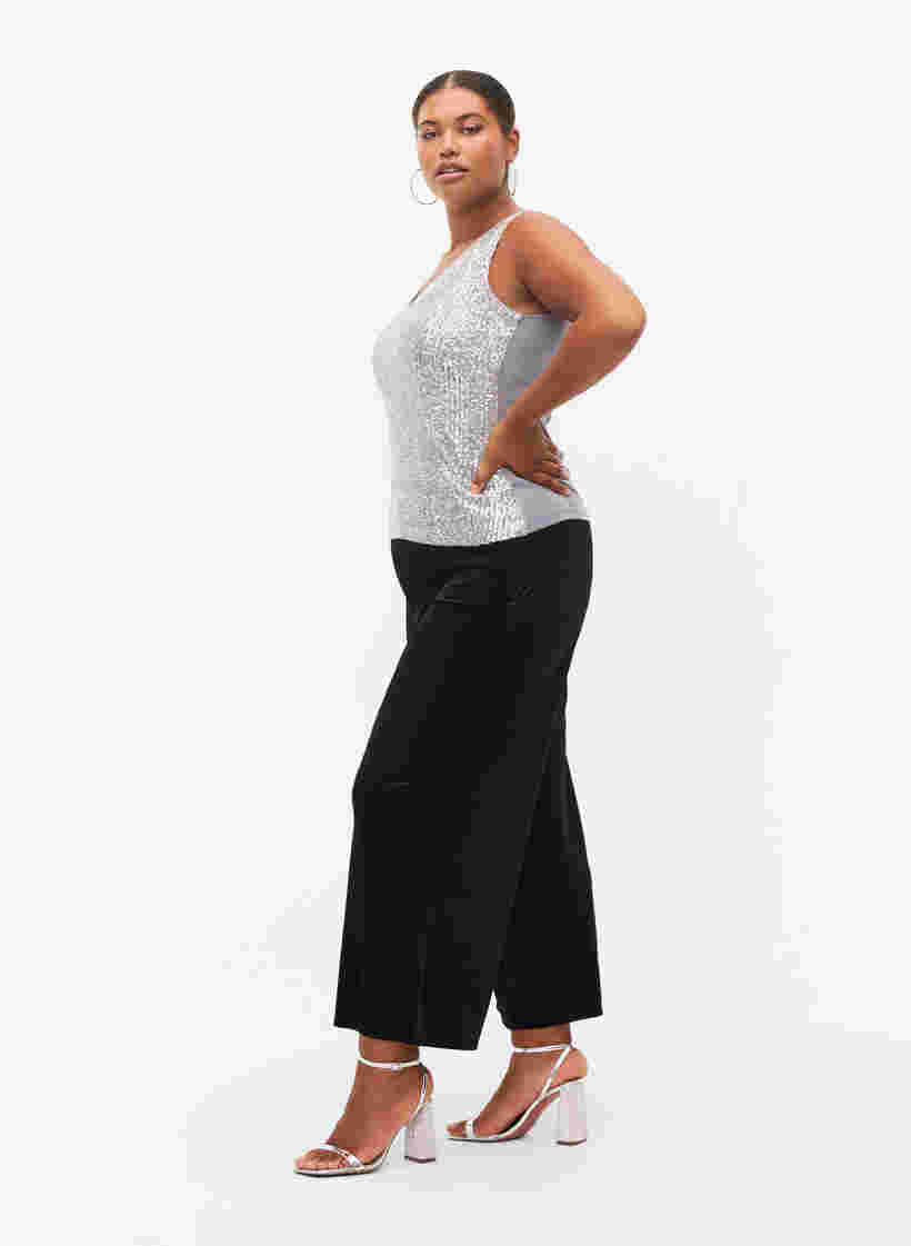 Pantalon en velours avec largeur, Black, Model image number 0