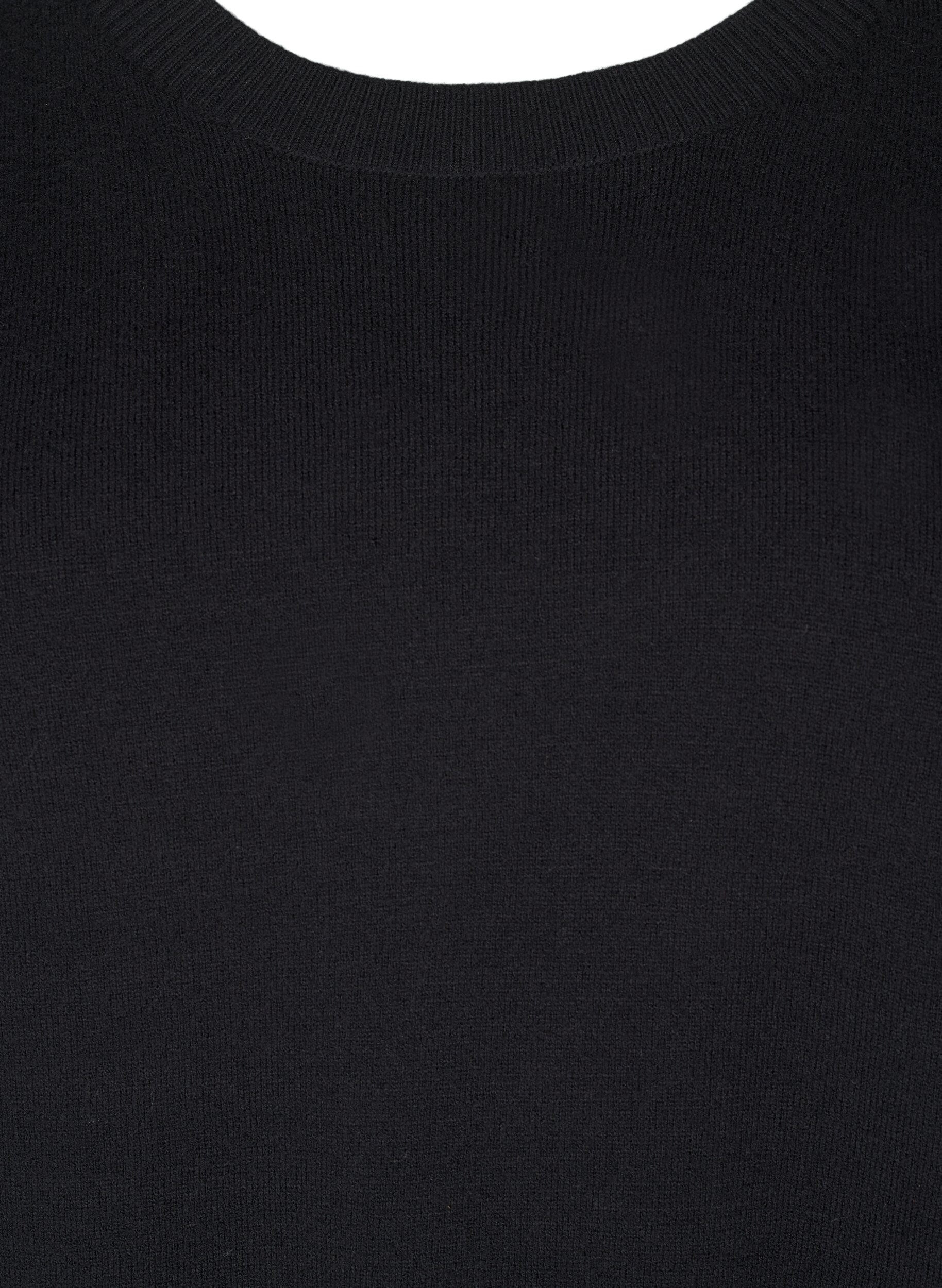 ZizziFLASH - Gebreide blouse met ronde hals, Zwart, Packshot image number 2