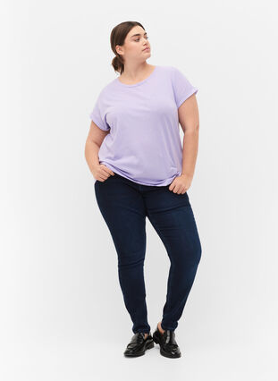 T-shirt à manches courtes en coton mélangé, Lavender, Model image number 2