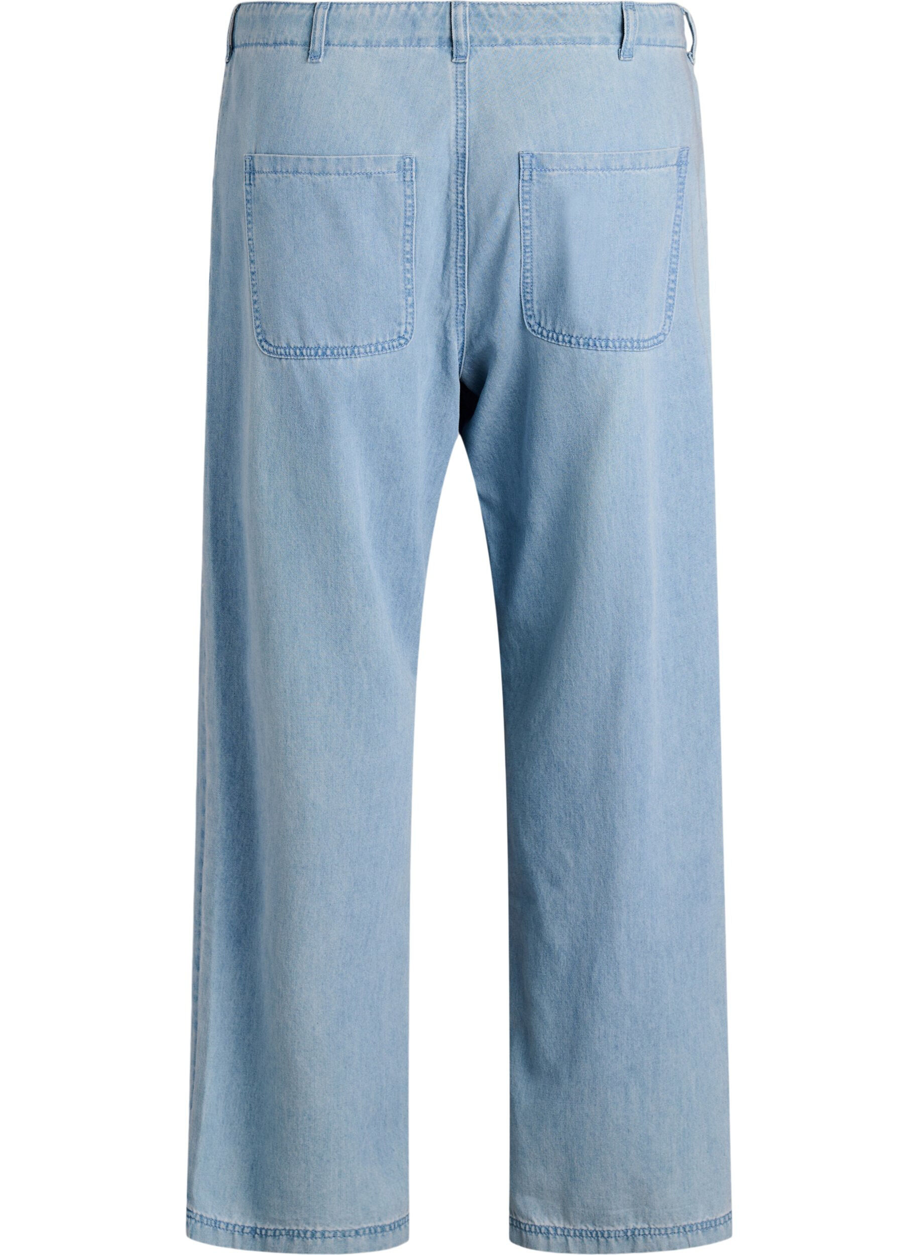 ZizziHigh-waisted jeans met strikceintuur, Blauw, Packshot image number 1