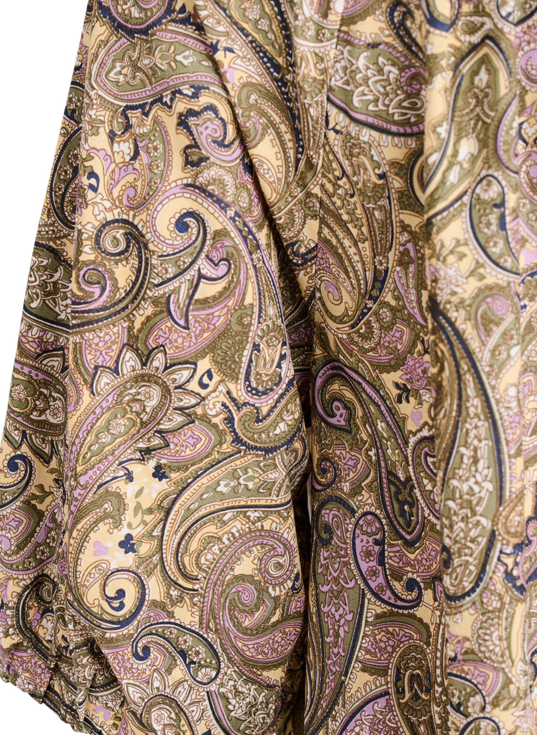 ZizziBlouse en viscose avec imprim&eacute; cachemire et lien &agrave; nouer, Jaune, Packshot image number 3