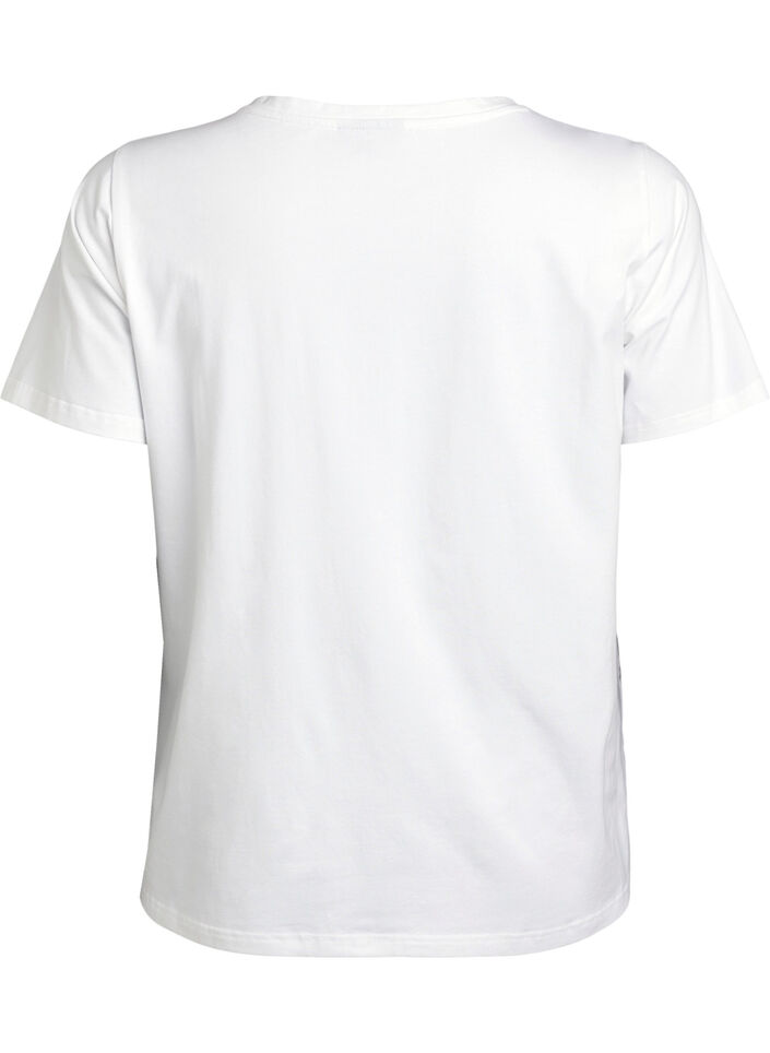 T-shirt en coton biologique avec imprimé floral, B. White w. Rose, Packshot image number 1