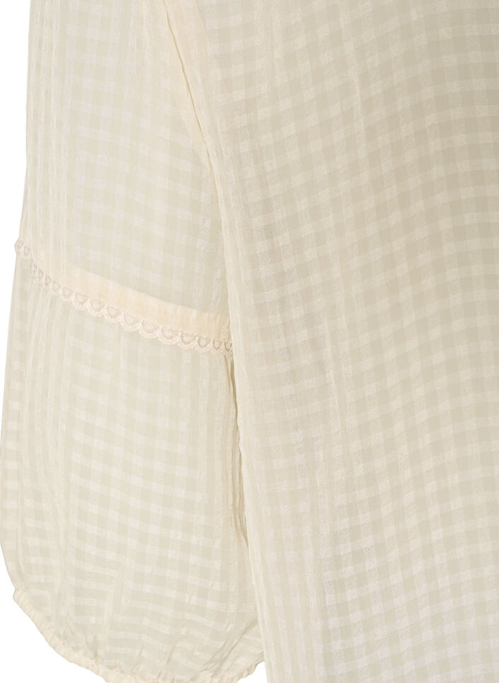 Blouse en seersucker avec lien &agrave; nouer, Beige, Packshot image number 3