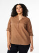 Katoenen overhemdblouse met V-hals, Coca Mocha, Model image number 0