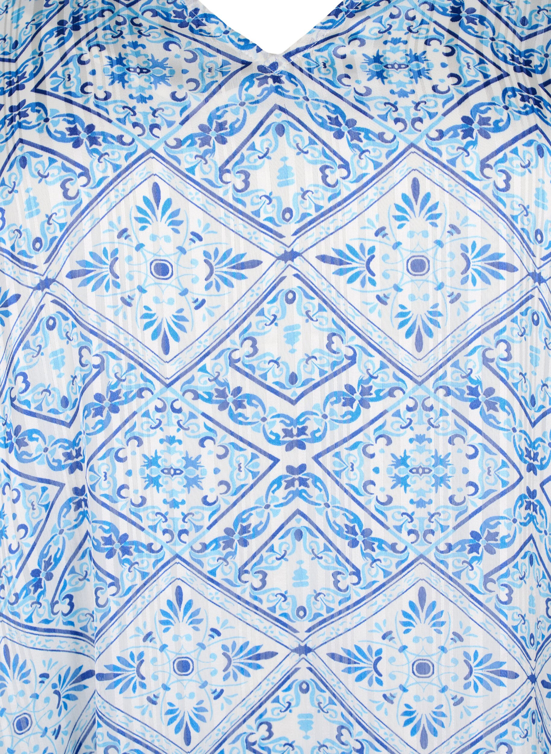 Zizzi Robe imprim&eacute;e avec col en V et manches 3/4, Birch Graphic AOP, Packshot image number 2