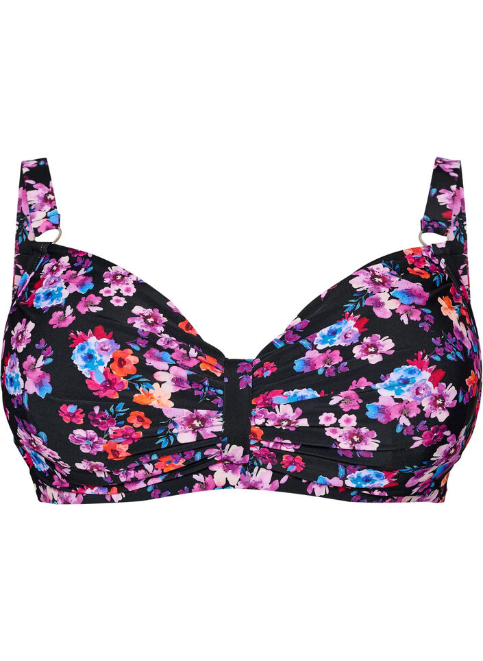 Haut de bikini avec armatures et imprim&eacute;, Violet, Packshot image number 0