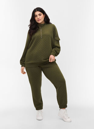 Gewatteerde sweater met rits, Ivy Green, Model image number 2