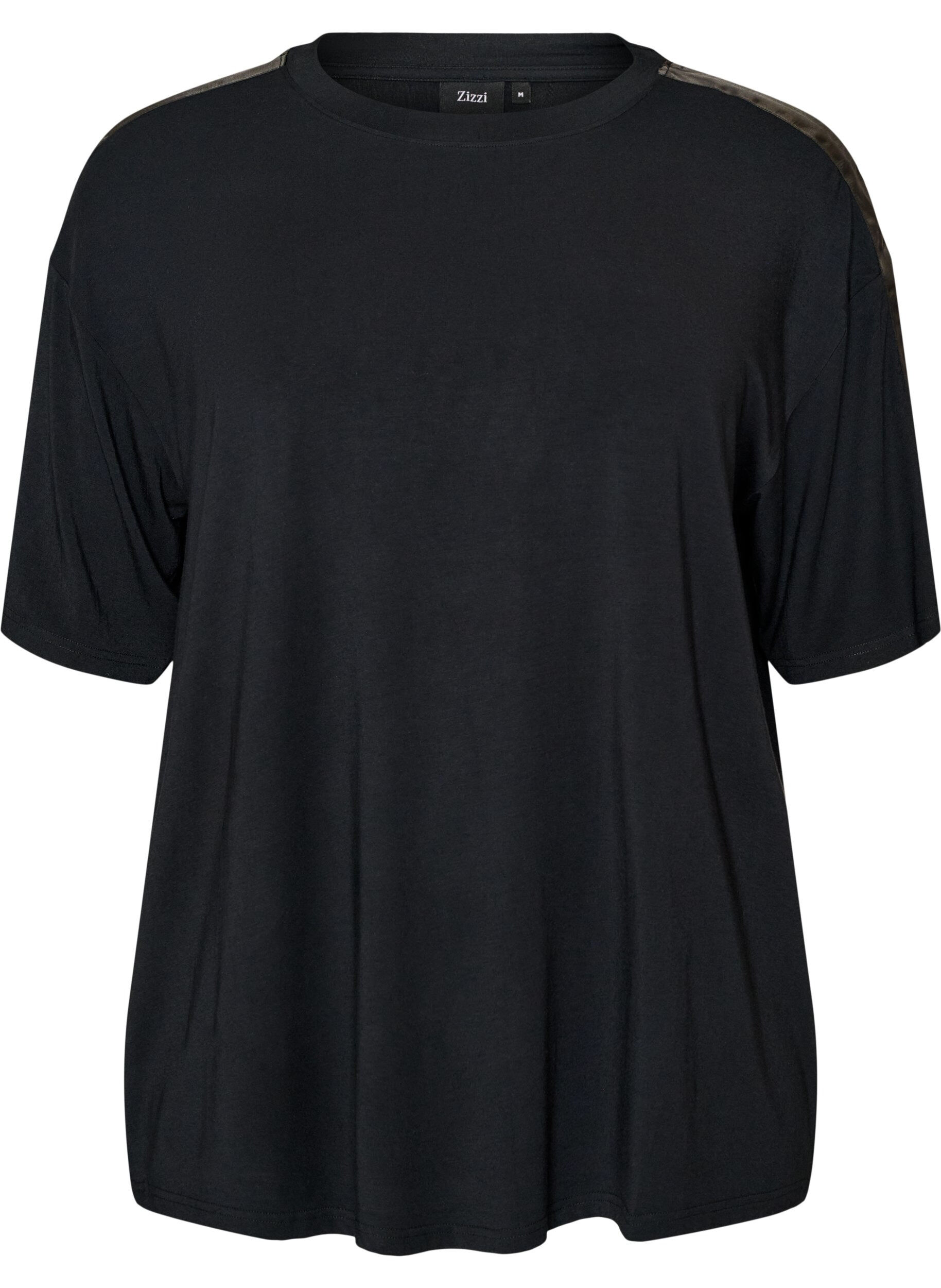 ZizziNacht T-shirt met contrasterende band, Zwart, Packshot image number 0