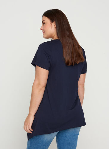Katoenen t-shirt met korte mouwen en a-lijn, Night Sky STAR, Model image number 1