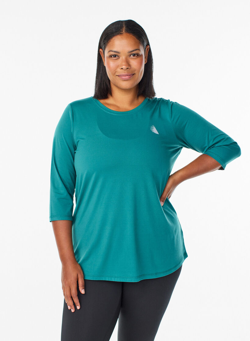 Sporttop met 3/4 mouwen, Groen, Model image number 0