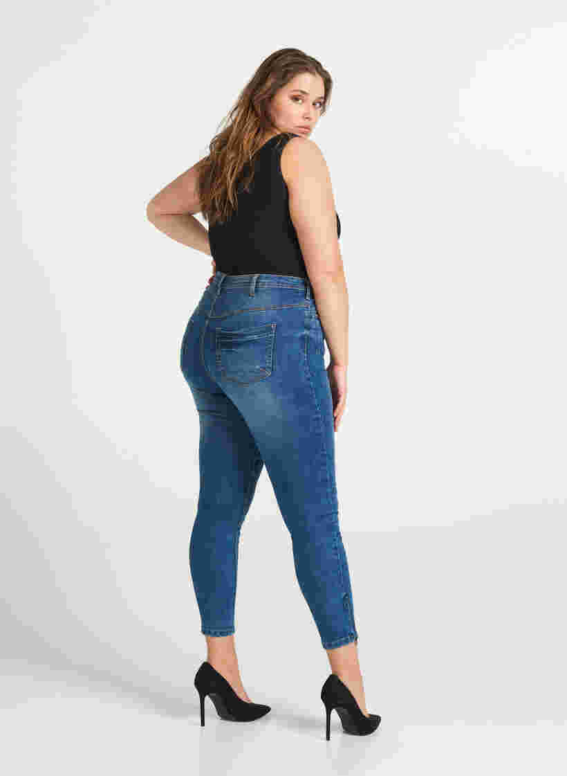 Cropped Amy jeans met rits, Blue denim, Model image number 1